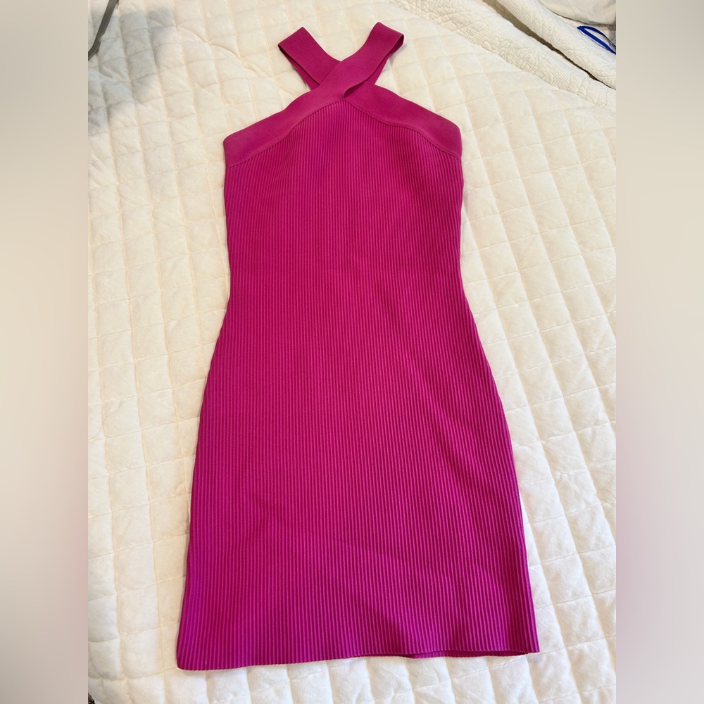 Sincerely Jules Pink Pleated Halter Cocktail Dress